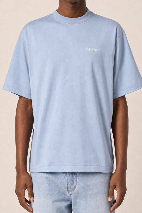 Off-White Mens Faded Denim Cotton Short Sleeve Shirt
