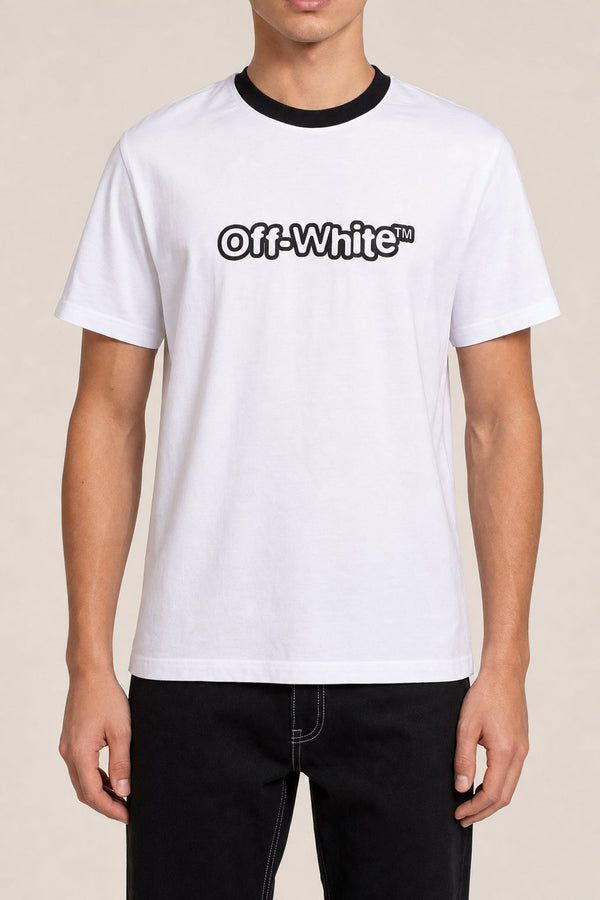 Off-White Mens White Cotton Slim Fit Ringer Shirt