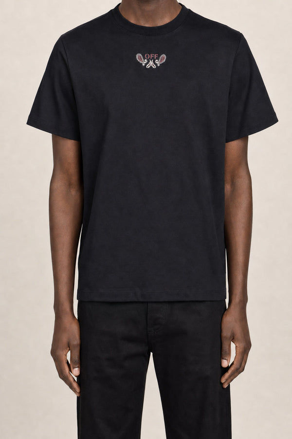 Off-White Mens Black Cotton Short Sleeve Crewneck Shirt