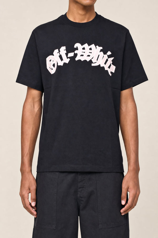Off-White Mens Black Cotton Logo Print Short Sleeve Shirt Msrp $445