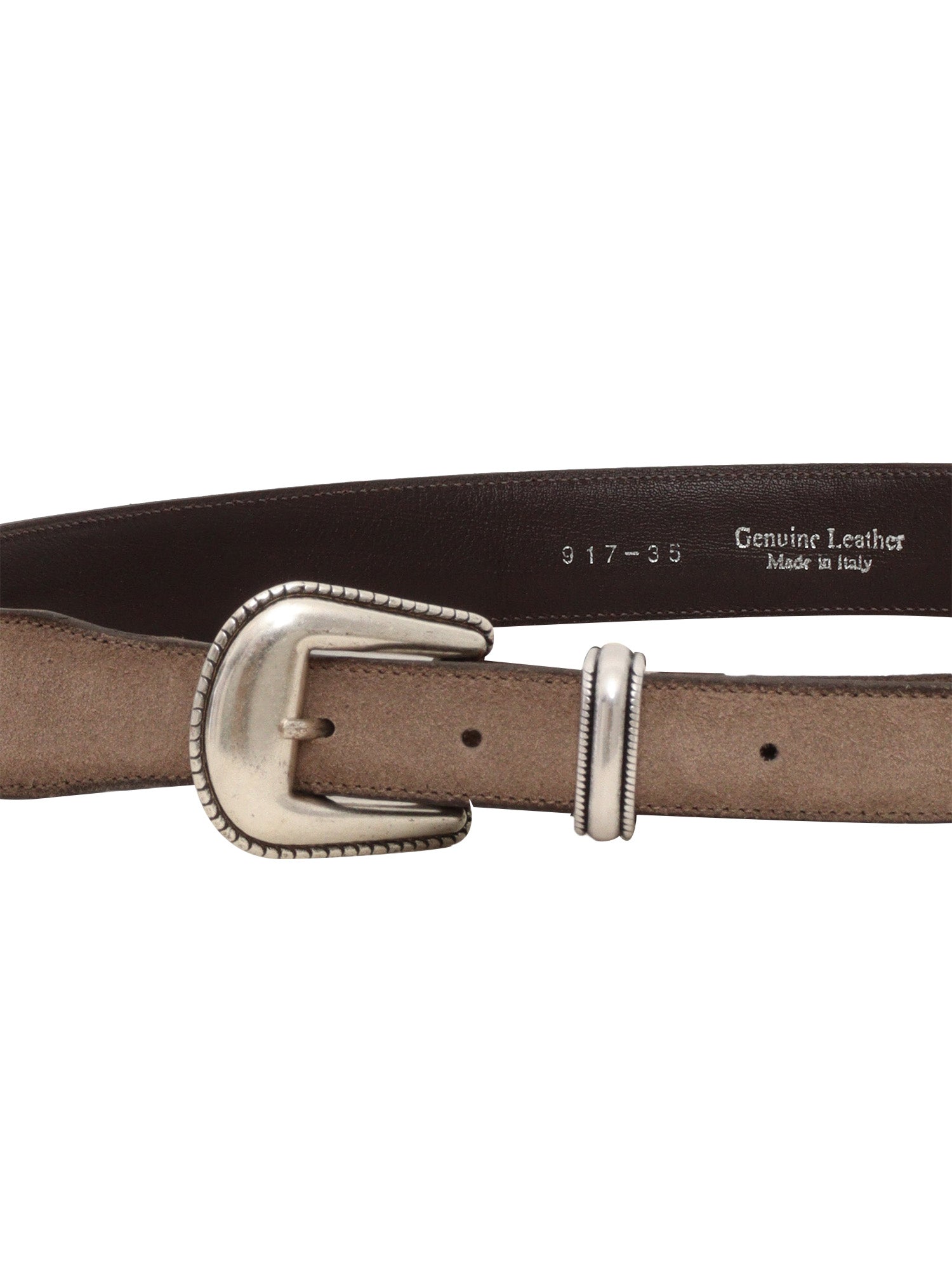 Suede Belt Mud With Hand-Worked Inserts Brown Leather