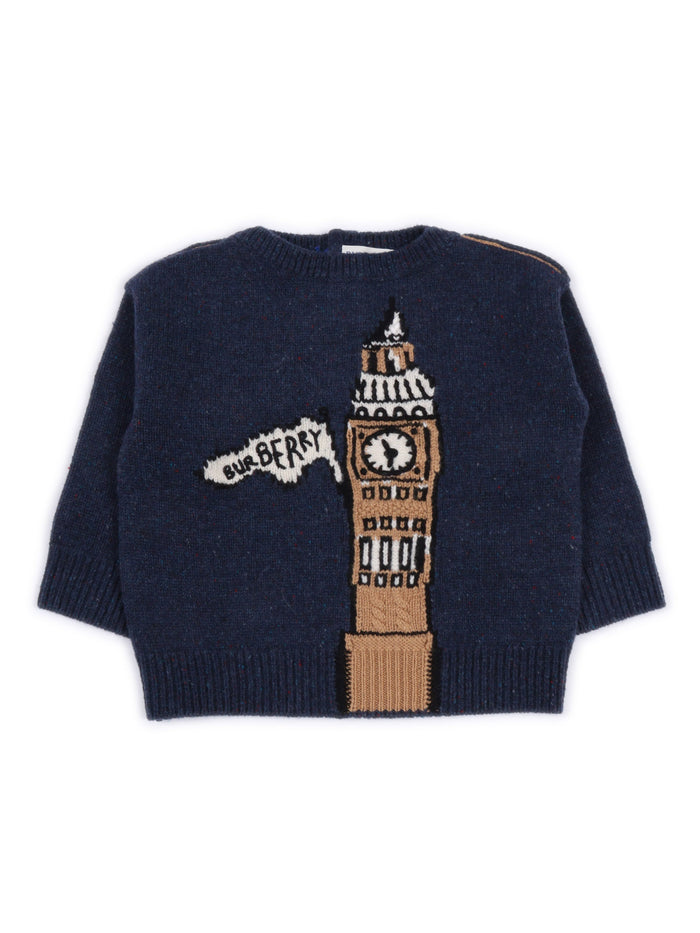 Inf Boy Knits Blue Wool Merino Crewneck