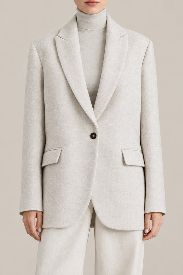 Brunello Cucinelli Womens Mother Of Pearl Wool Relaxed Jacket One Color Clothing