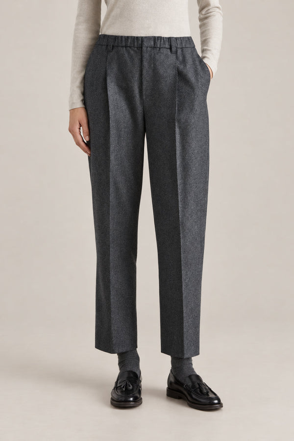 Brunello Cucinelli Womens Dark Grey Wool Cropped Trousers