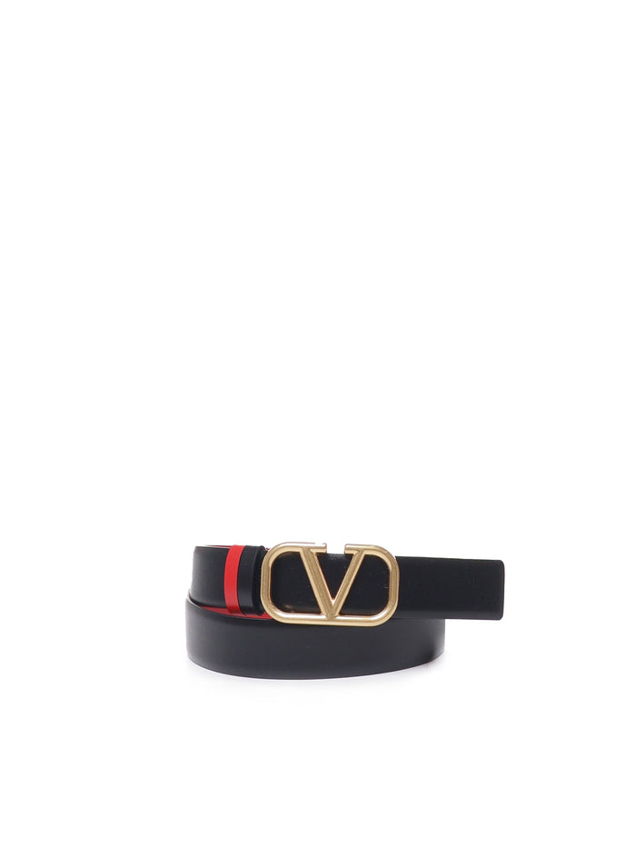 Valentino Garavani Belts Black, Red Calfskin