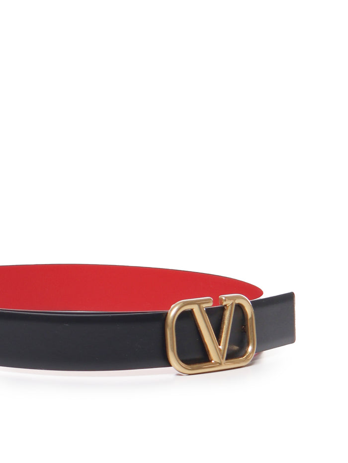 Valentino Garavani Belts Black, Red Calfskin