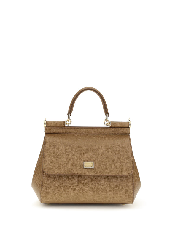 Dolce & Gabbana 100% Calf Leather Bos Taurus top handle bag in beige
