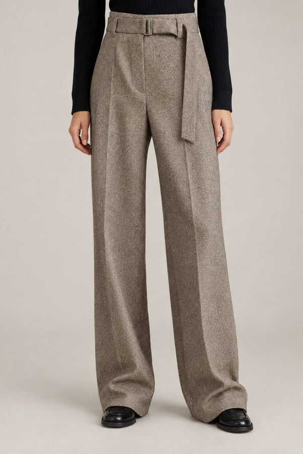 Brunello Cucinelli Womens Brown Wool Blend Wide Leg Trousers One Color