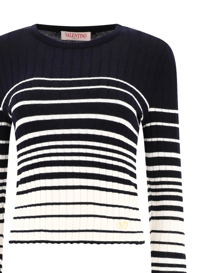 Valentino Garavani Sweaters Navy, Blue Cotton Virgin Wool