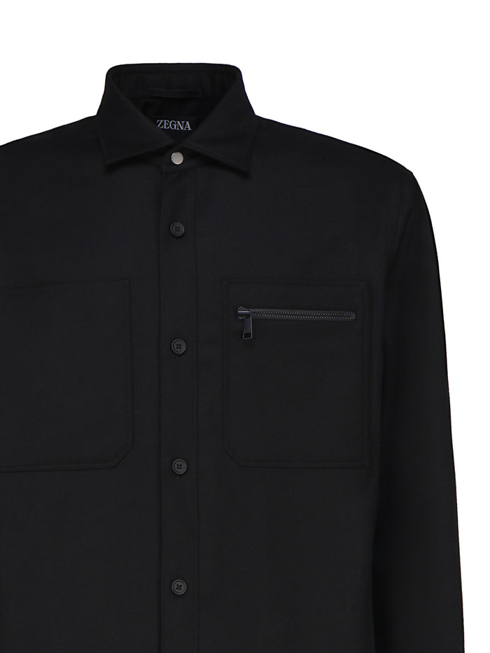 Zegna Shirts Black Wool