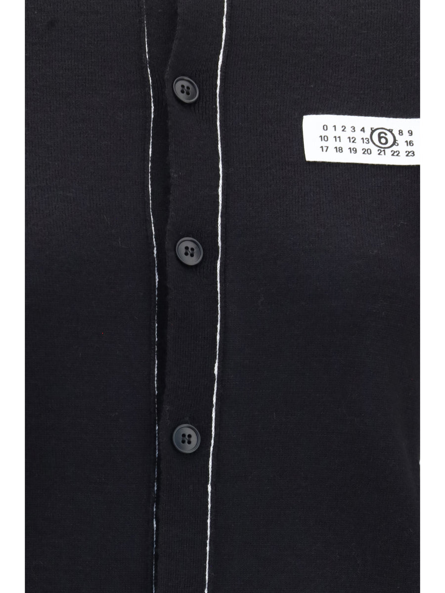 Button Cardigan Wool-Blend Black Fleece Wool (ovis Aries)
