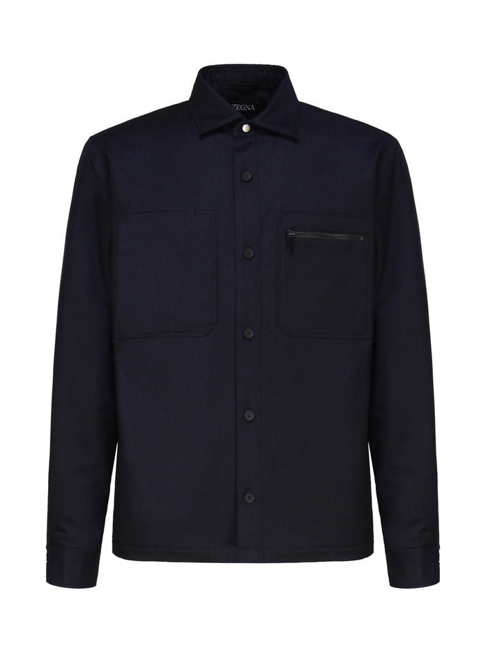 Zegna Shirts Blue Wool
