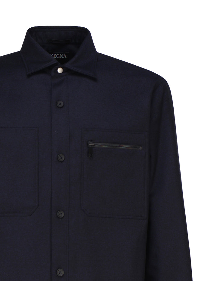 Zegna Shirts Blue Wool