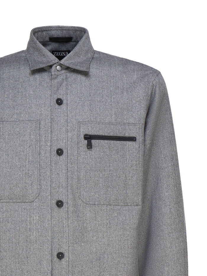 Zegna Shirts Grey Wool