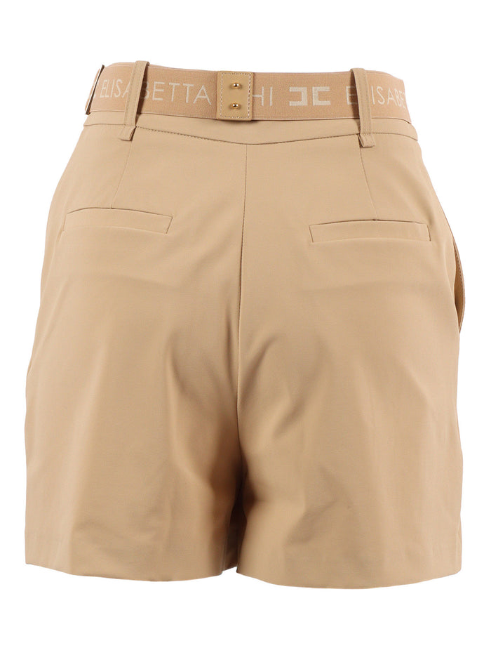 SHORT WITH BELT Camel Polyamide Elastane Bermuda