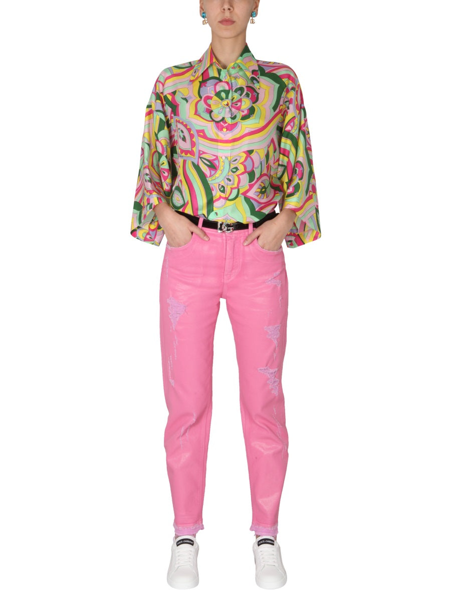 60s Print Shirt Multicolour Silk