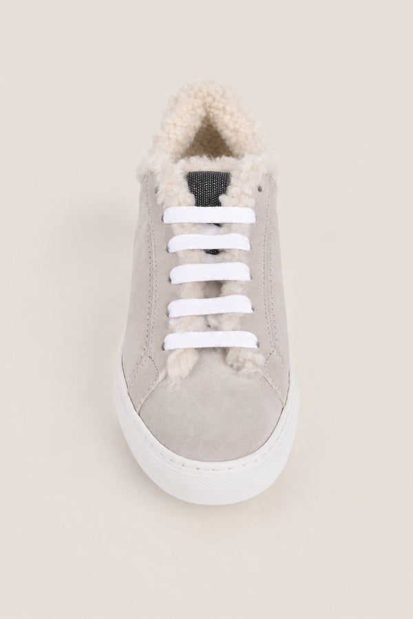 Brunello Cucinelli Womens Quarzo Suede Shearling Lined Sneaker