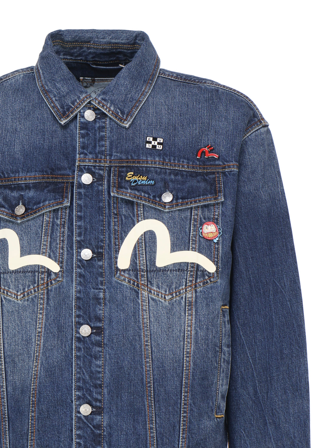 Evisu Jackets Blue Denim Cotton