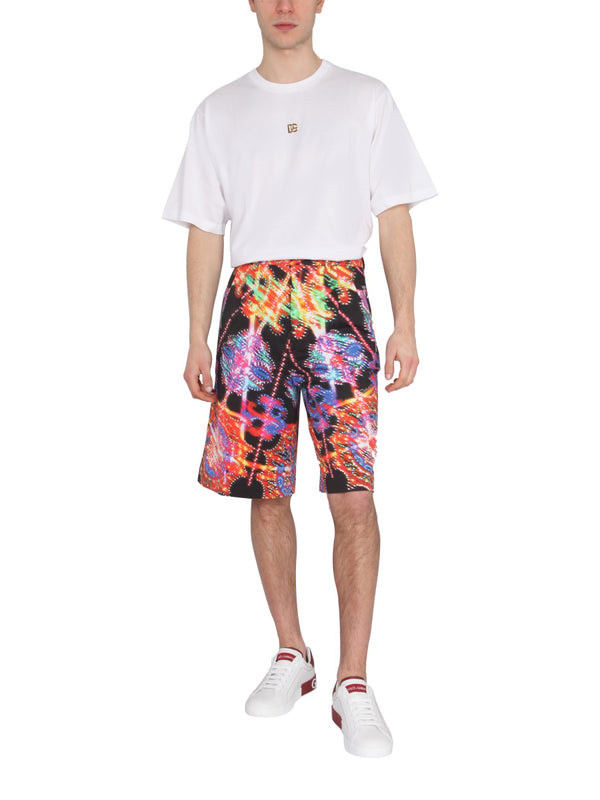 Bermuda With Luminary Print Multicolour Cotton Elastane Short