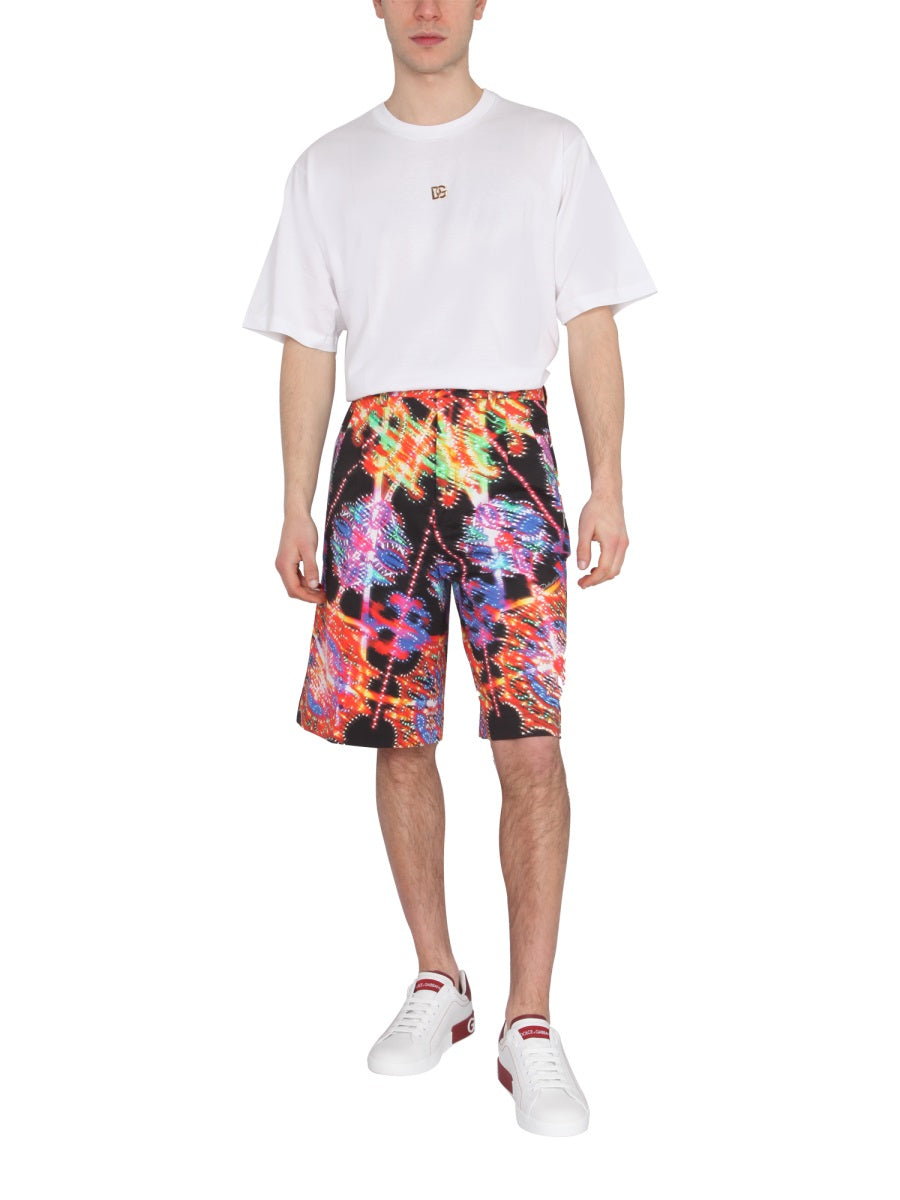 Bermuda With Luminary Print Multicolour Cotton Elastane Short
