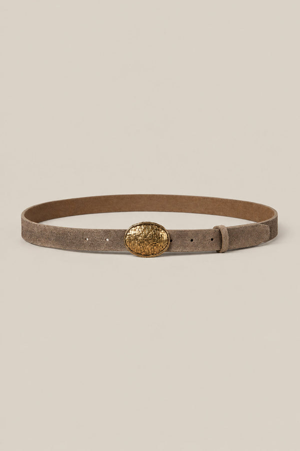 Brunello Cucinelli Mens Noisette Suede Leather Belt