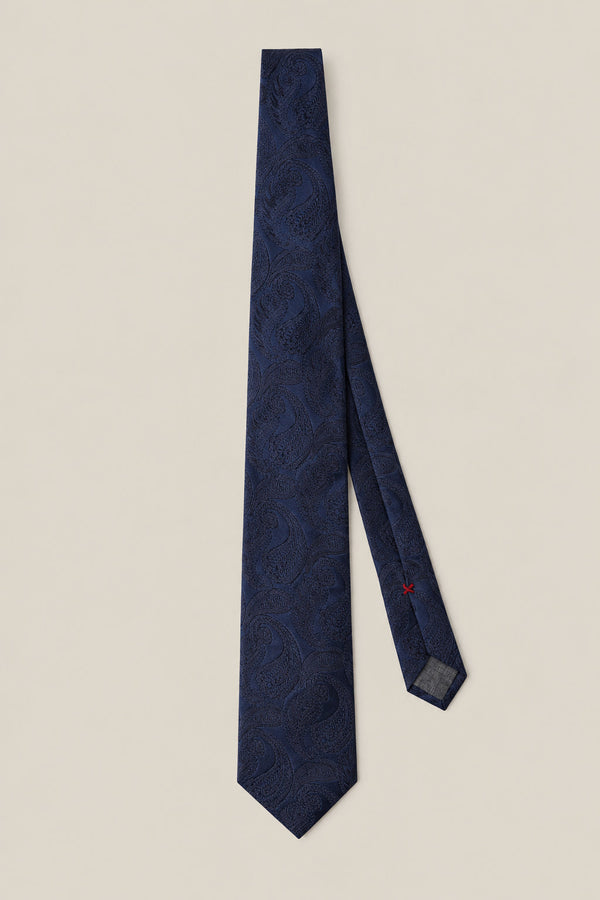 Brunello Cucinelli Mens Navy Silk Paisley Tie