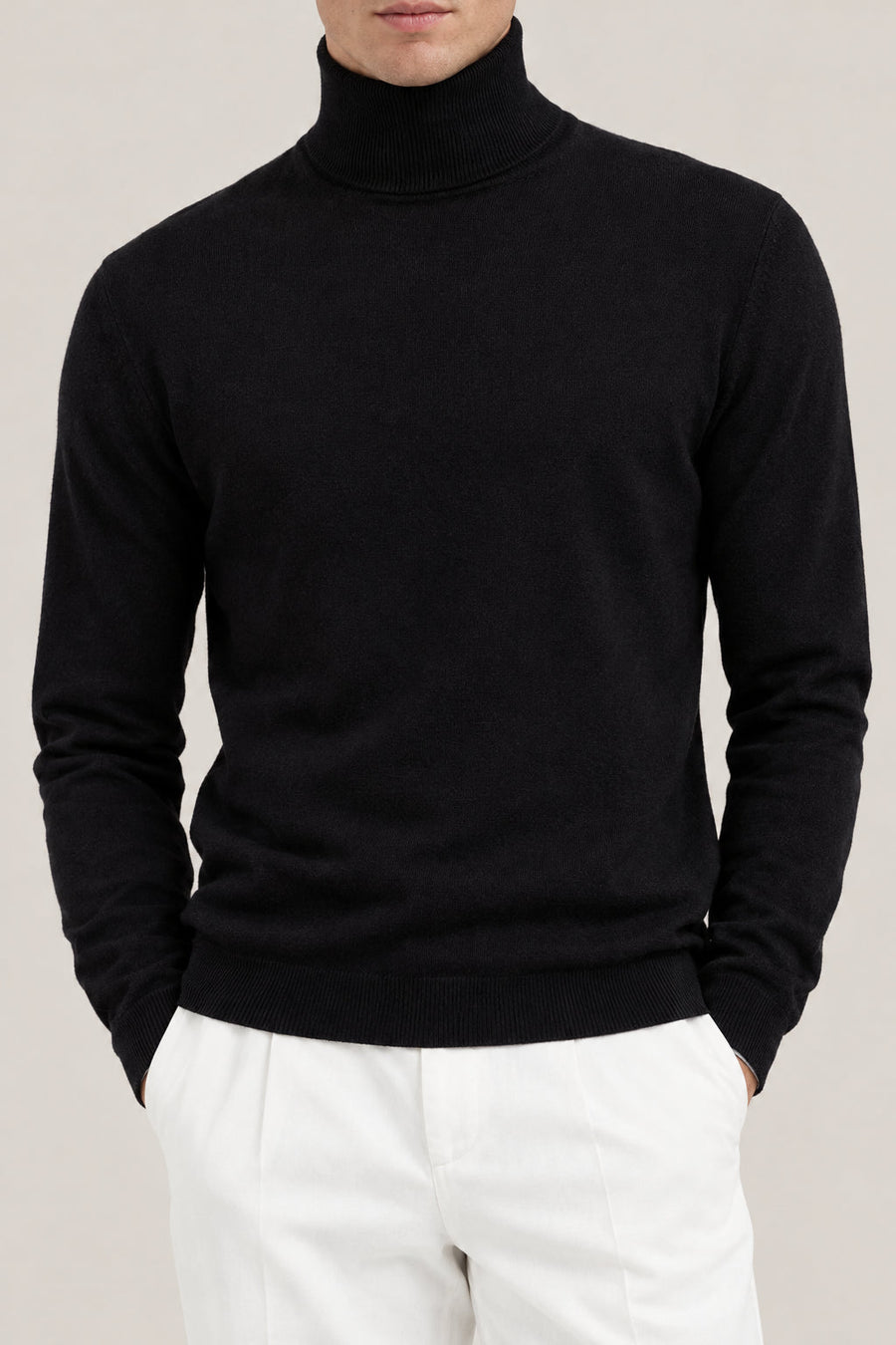 Brunello Cucinelli Mens Black Wool Turtleneck Sweater