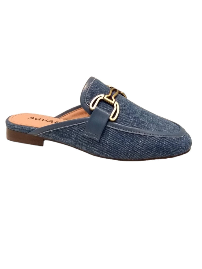 Loafers Canvas Blue Calf Leather Shoe