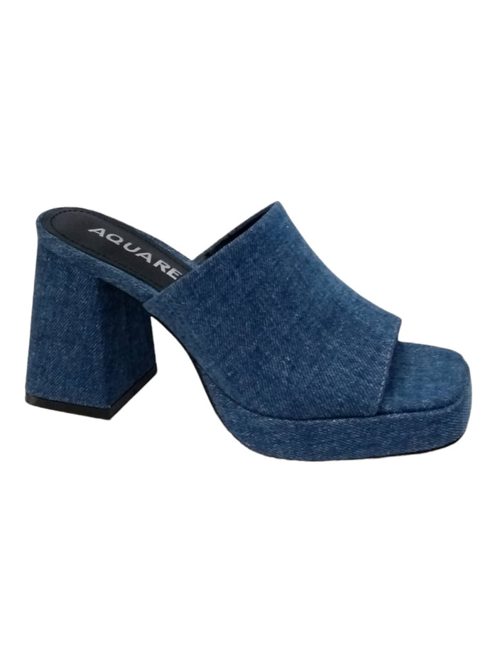 Sandalias Tacon Blue Calf Leather Shoe