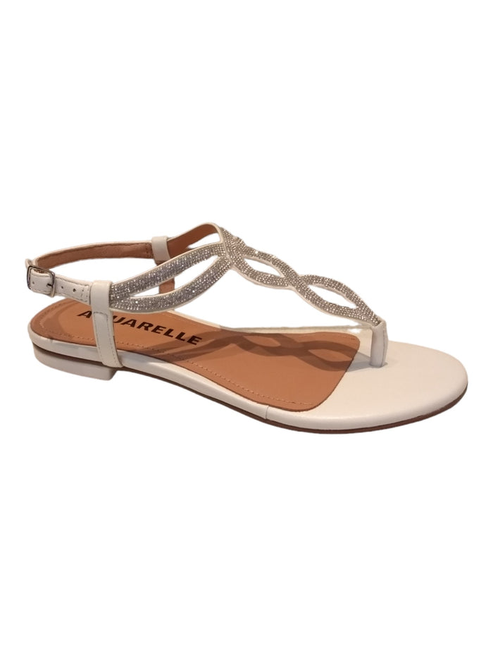 Sandalias Planas White Calf Leather Shoe