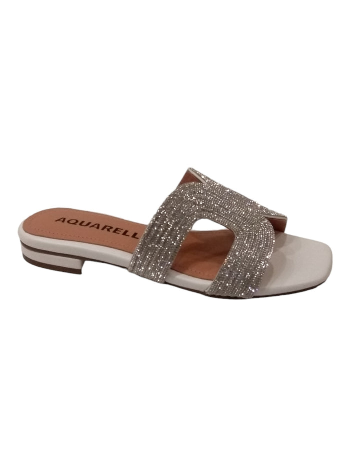 Sandalias Planas White Calf Leather Shoe