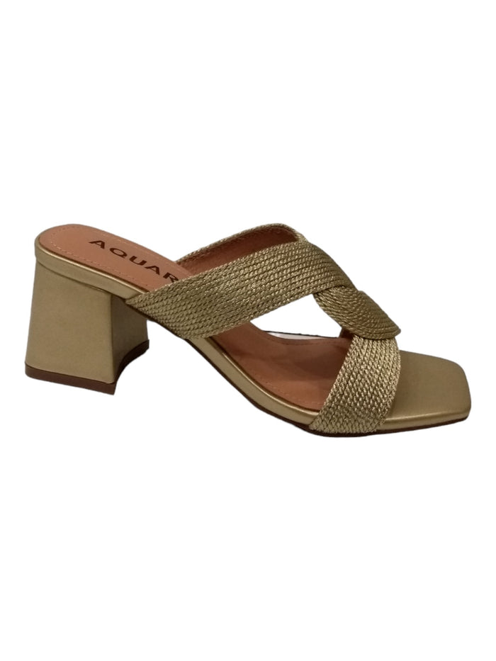 Sandalias Rafia Metallic Calf Leather Shoe