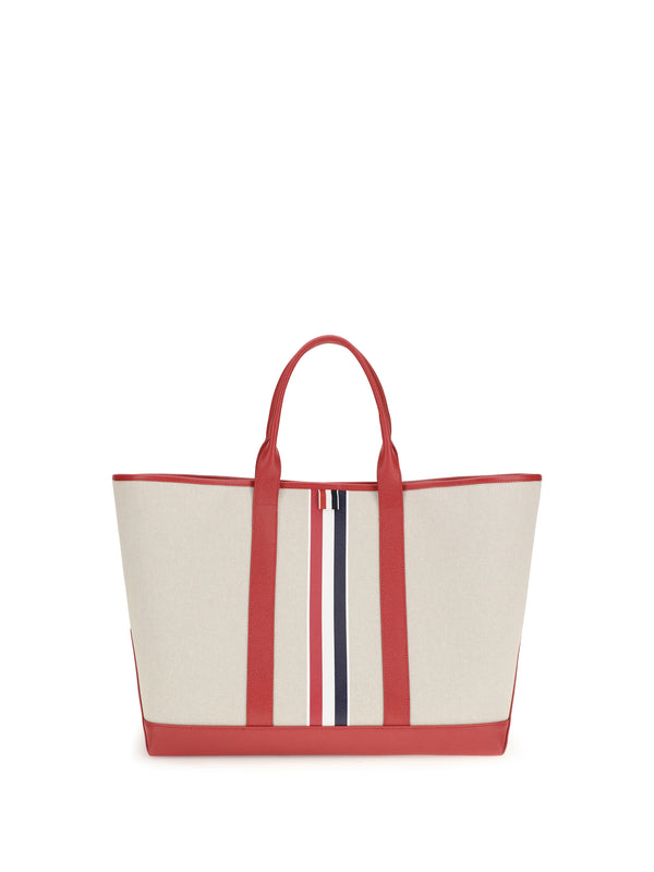 Thom Browne 80% cotton tote bag in red