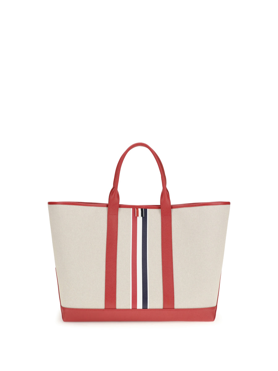 Thom Browne 80% cotton tote bag in red