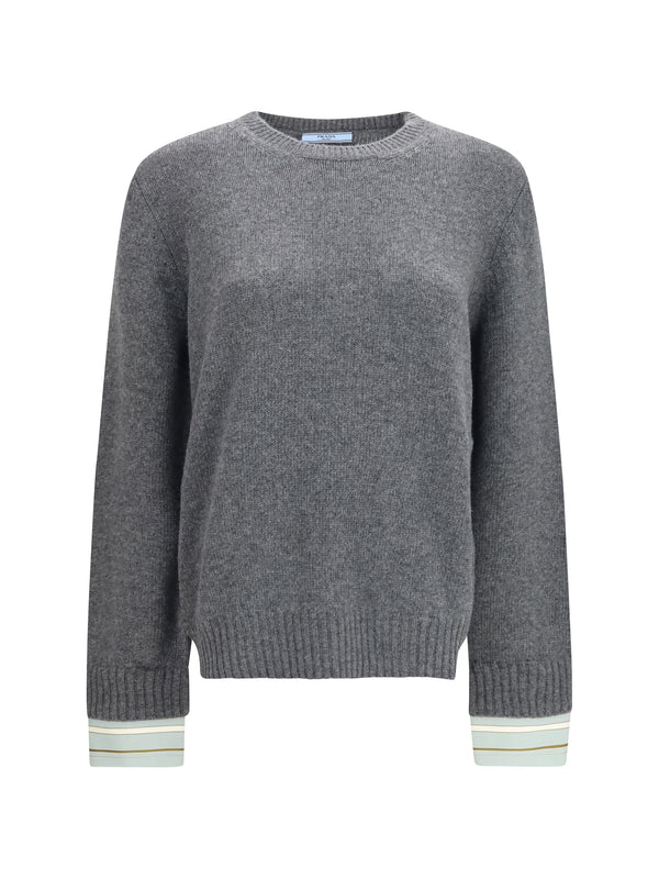 Crewneck Wool Sweater Slate Grey Fleece (ovis Aries) Sweatshirts