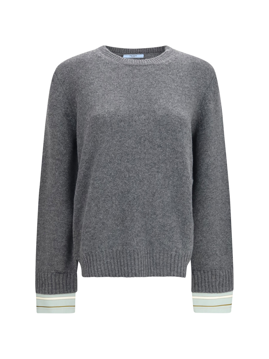 Crewneck Wool Sweater Slate Grey Fleece (ovis Aries) Sweatshirts