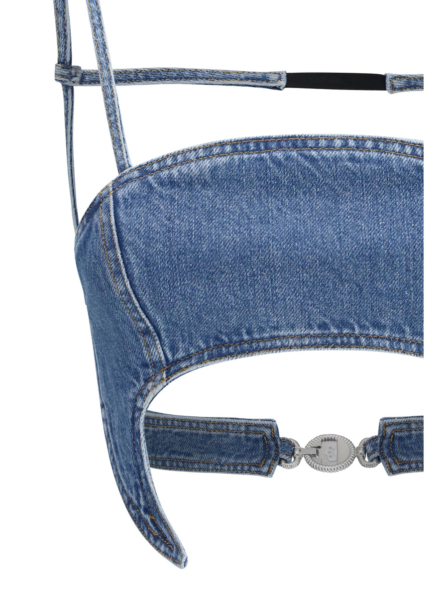 Top Denim Moon Light Blue Cotton Tops