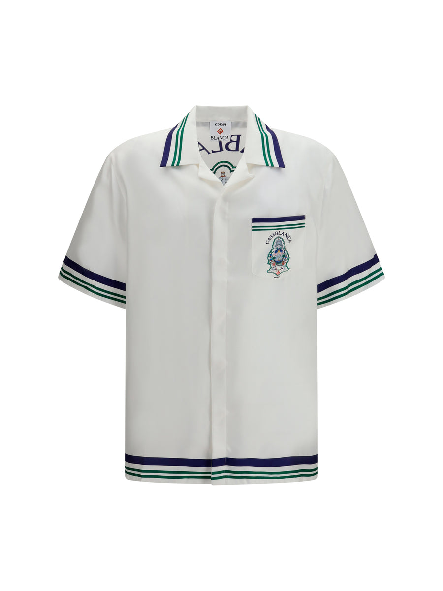 Shirt Short-Sleeve Crest Multicolour Silk