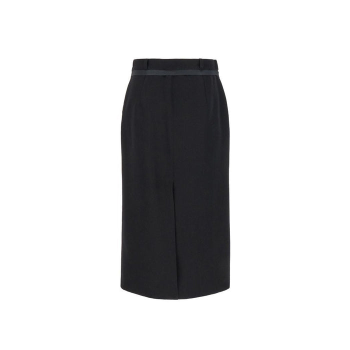 Virgin Wool Grain De Poud Skirt Black