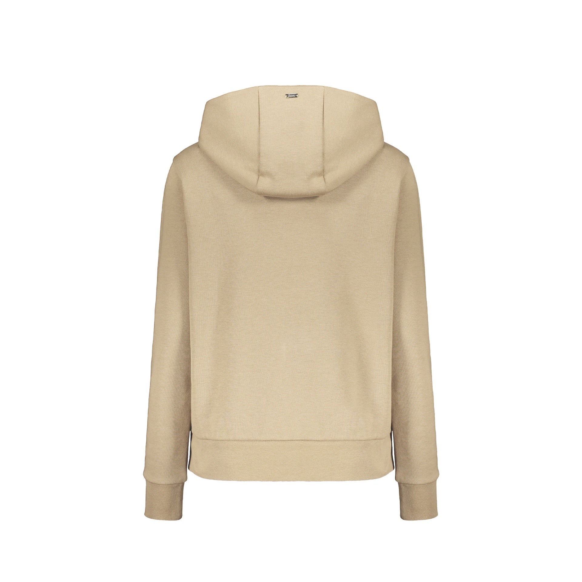 Herno Logo-Detail Hoodie Beige Cotton Polyester