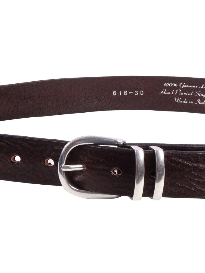 Garment-dyed belt Brown Leather