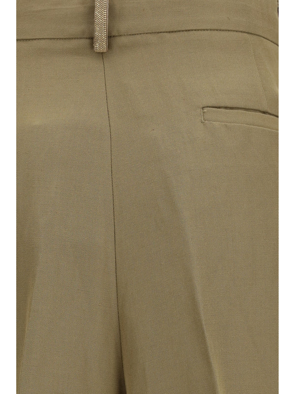 Pleated Pants Viscose Taupe Trousers