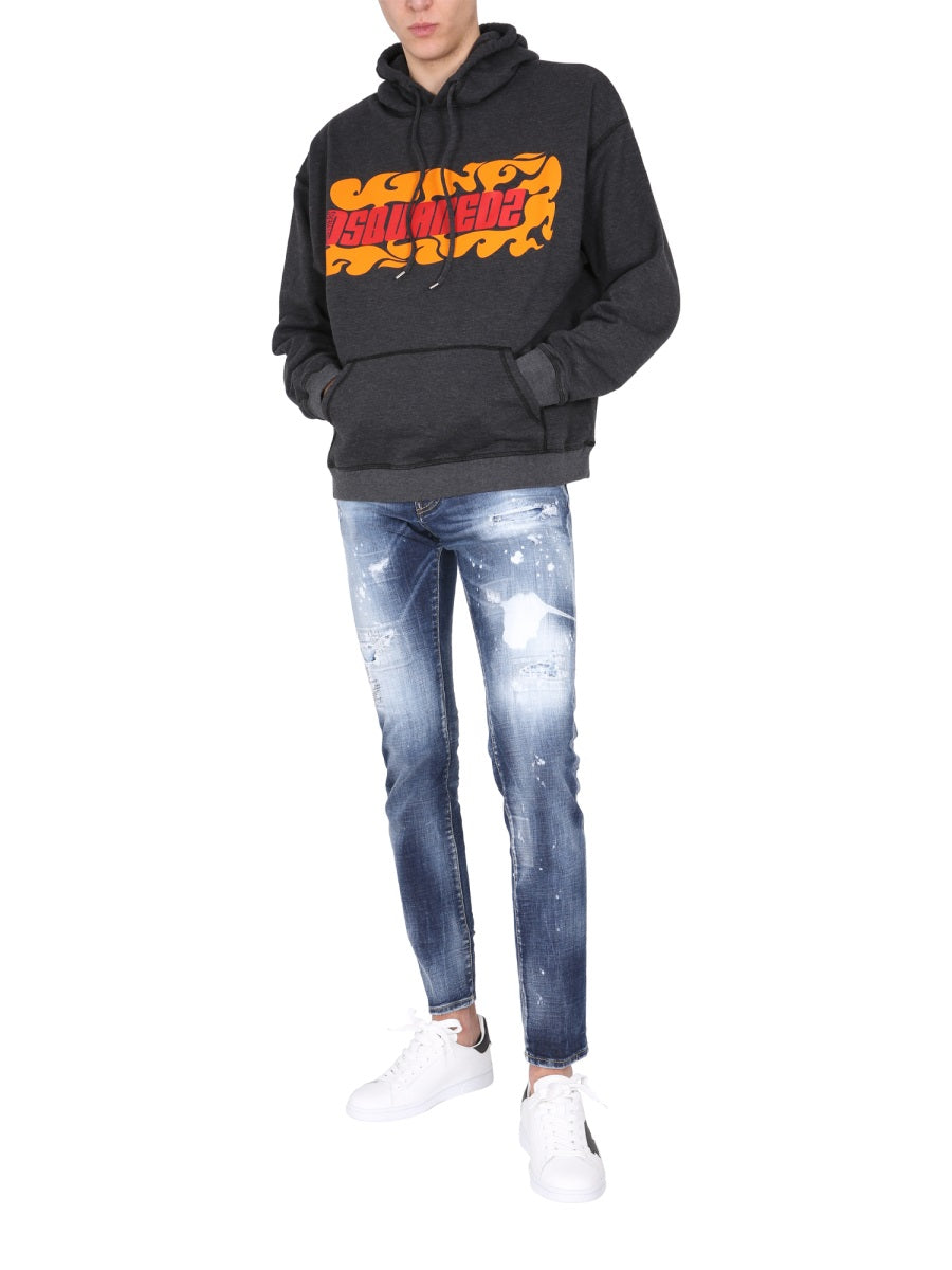 Logo Printed Sweatshirt Black Cotton Polyester Sweatshirts