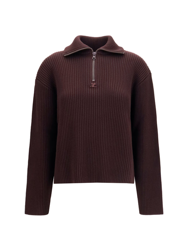 CourrèGes 100% Merino Wool sweater in red