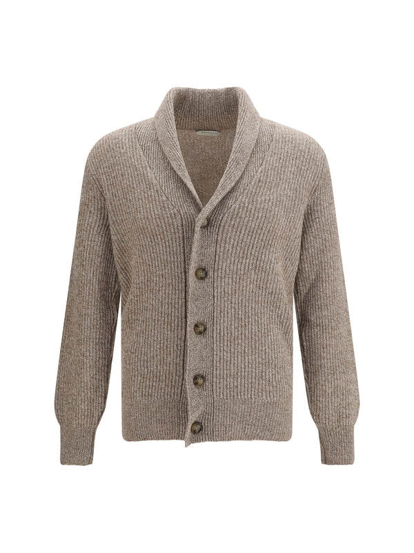 Virgin Wool Shawl Collar Cardigan Segale Fleece Ovis Aries