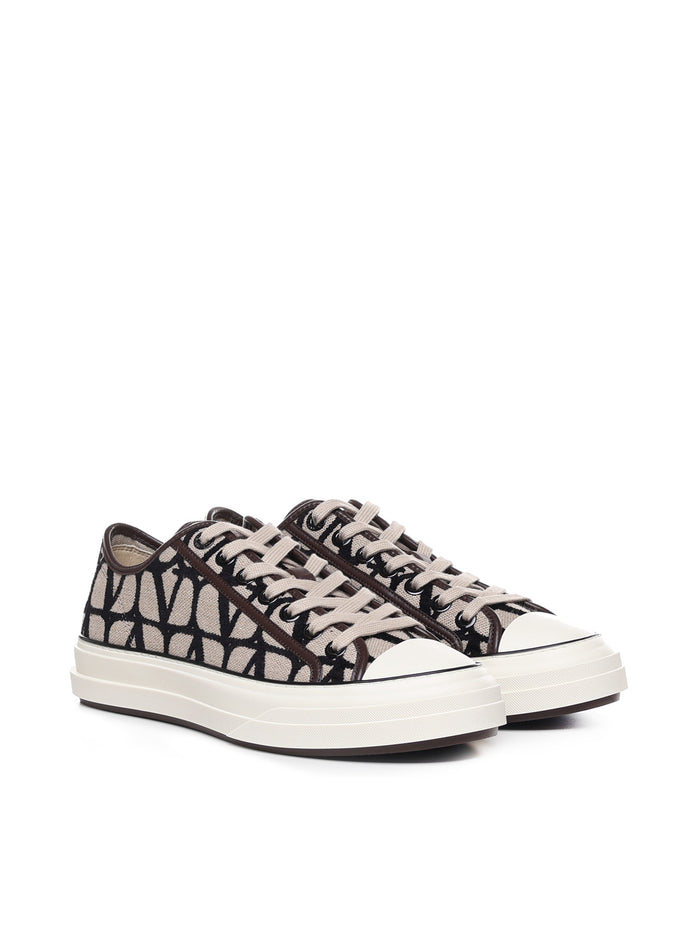 Valentino Garavani Sneakers Natural/black/fondant Viscose Cotton Polyester