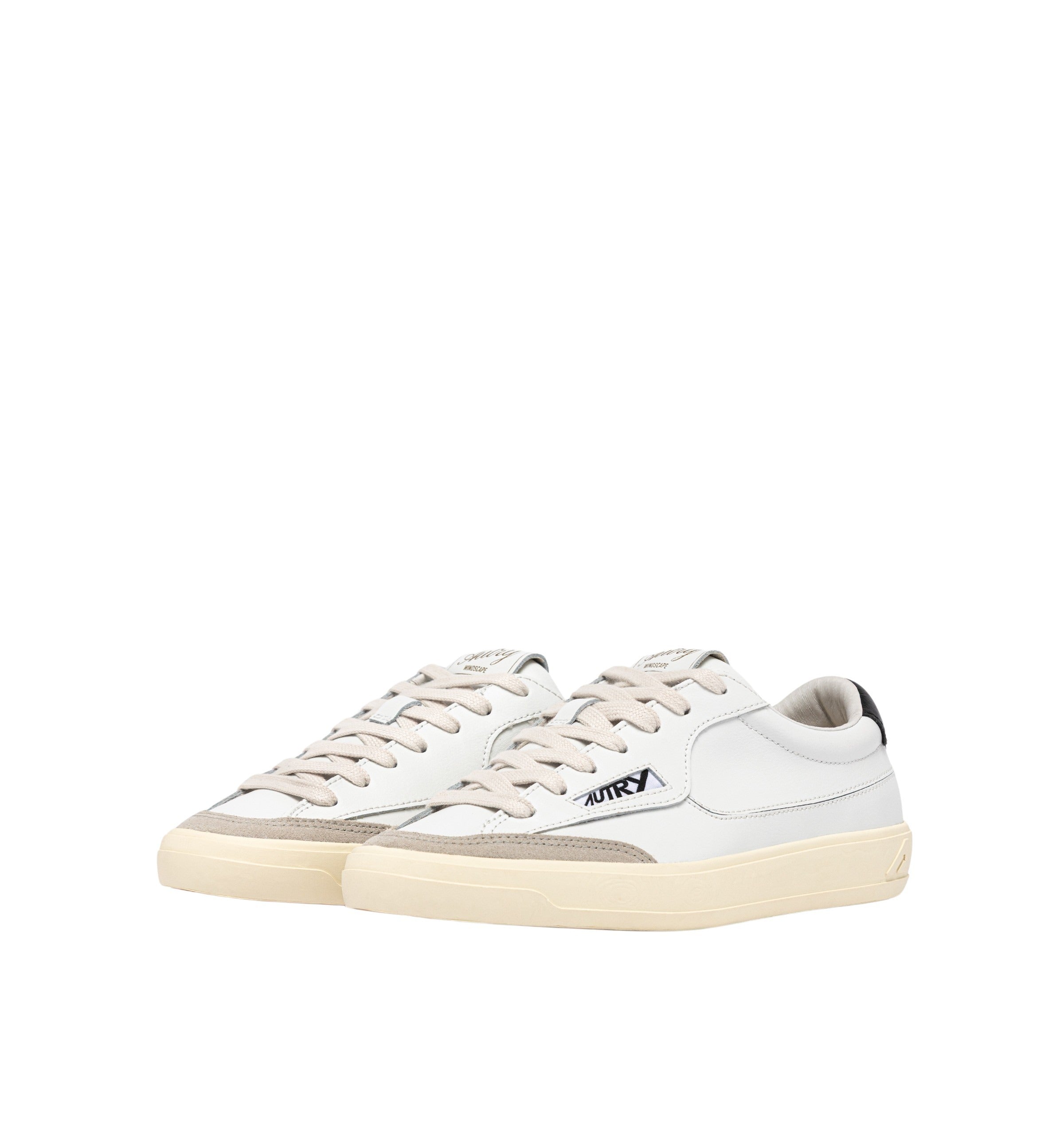 Windscape Low Leat Sue Wht Blk White Cow Leather + Nylon Shoe