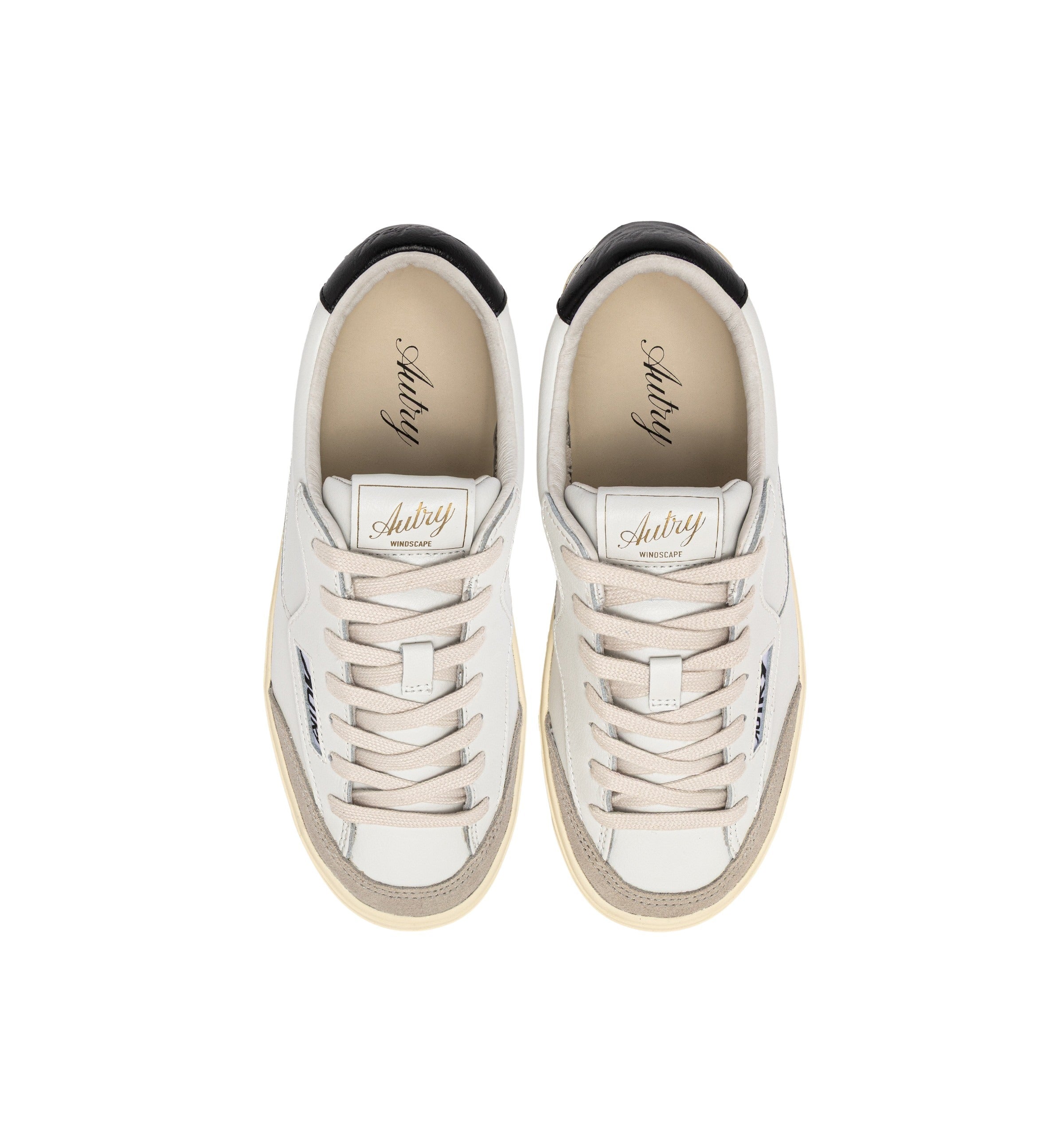 Windscape Low Leat Sue Wht Blk White Cow Leather + Nylon Shoe