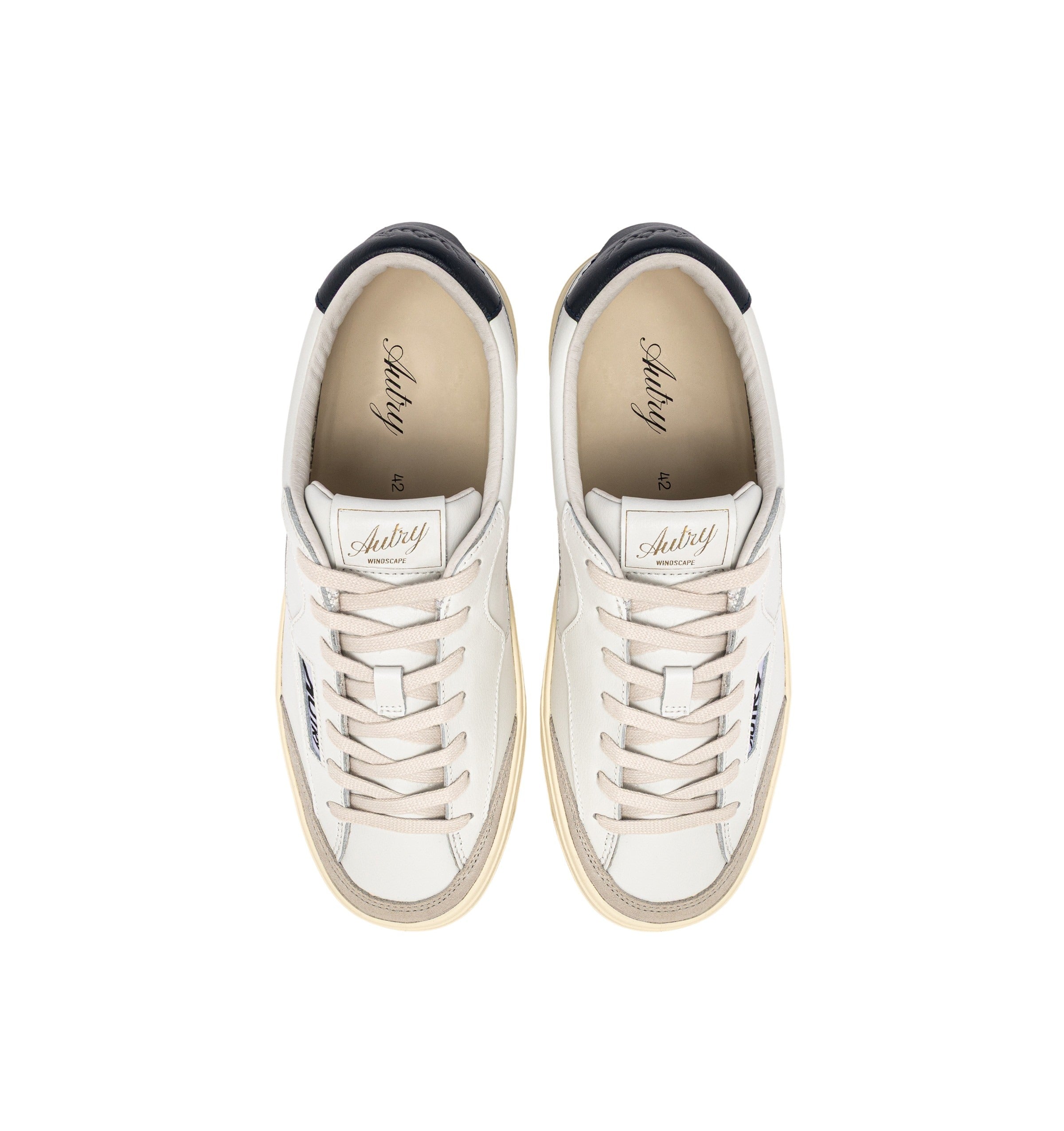 Windscape Low Leat Sue Wht Space White Cow Leather + Nylon Shoe