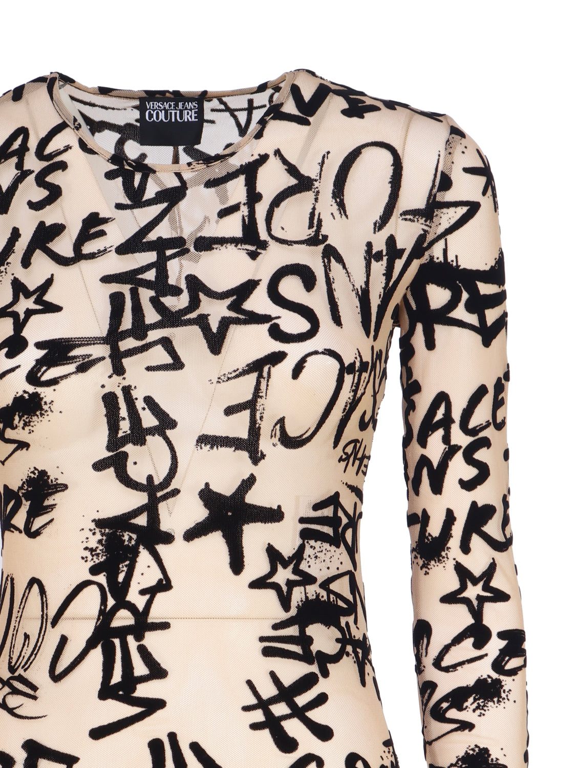 Versace Jeans Couture Top Nude, Black Polyamide Elastane